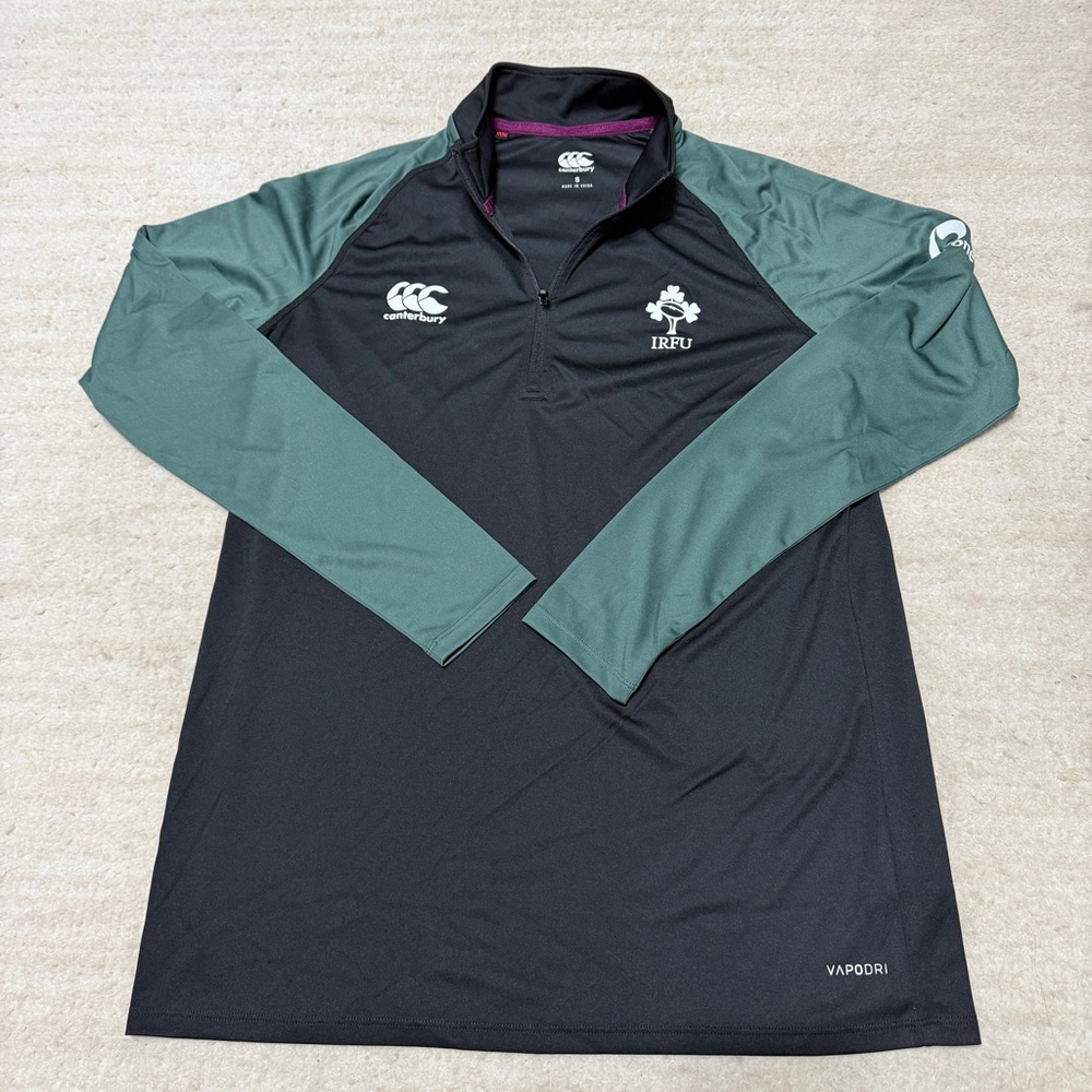 Ireland Rugby Track Jacket Green Black Canterbury IRFU VapoDri Men's Small